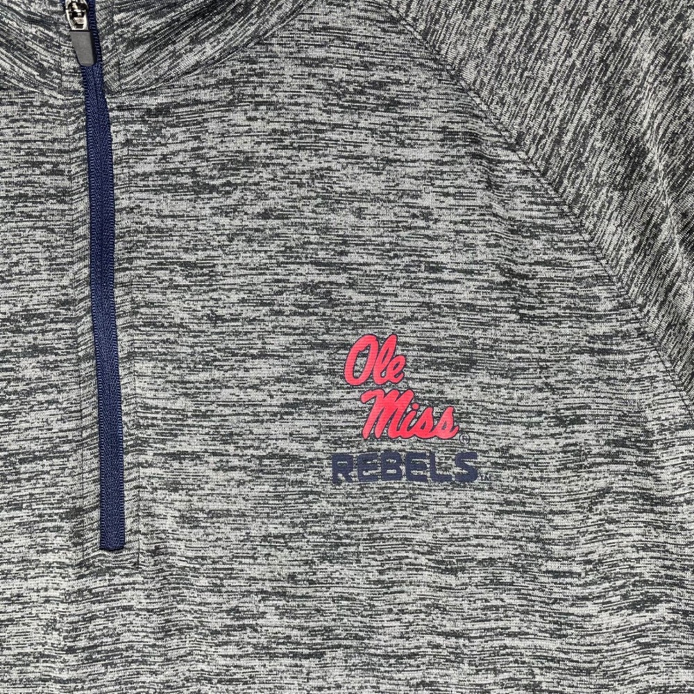 Colosseum Ole Miss Rebels Mens Large Quarter Zip Pullover Space Dye Gray Navy - Picture 5 of 7